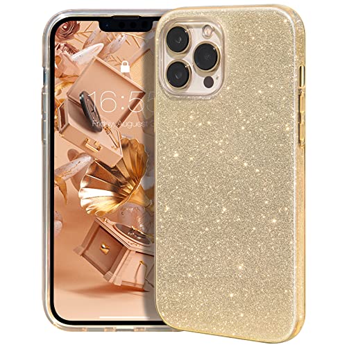 MATEPROX Compatible with iPhone 13 Pro Max Case Bling Sparkle Cute Girls Women Protective Cases Cover for iPhone 13 Pro Max 6.7" 2021(Gold)