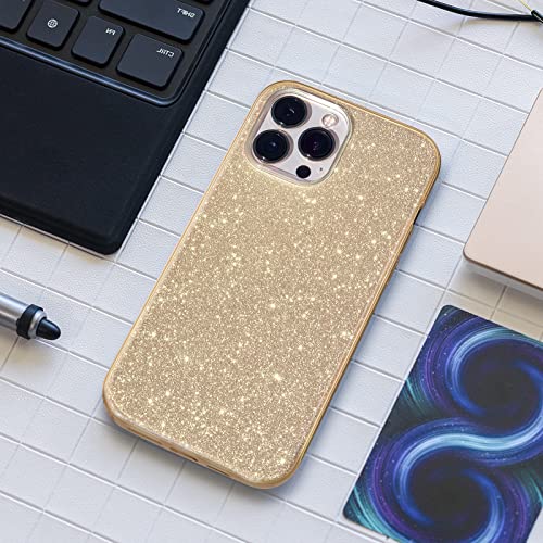 MATEPROX Compatible with iPhone 13 Pro Max Case Bling Sparkle Cute Girls Women Protective Cases Cover for iPhone 13 Pro Max 6.7" 2021(Gold)