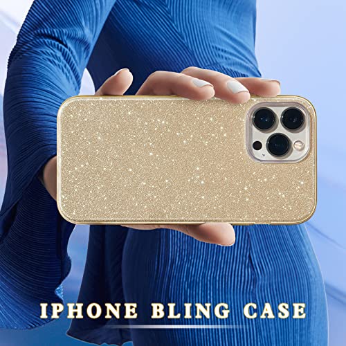 MATEPROX Compatible with iPhone 13 Pro Max Case Bling Sparkle Cute Girls Women Protective Cases Cover for iPhone 13 Pro Max 6.7" 2021(Gold)