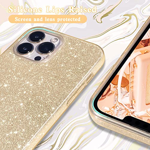 MATEPROX Compatible with iPhone 13 Pro Max Case Bling Sparkle Cute Girls Women Protective Cases Cover for iPhone 13 Pro Max 6.7" 2021(Gold)