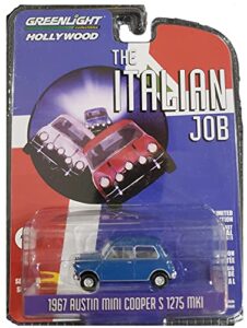 collectibles greenlight 44880-a hollywood series 28 - the italian job - 1967 mini s 1275 mki - blue1/64 scale