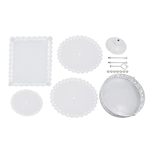 Xeternity-Made XMSound 3 Pieces Cake Stand Set ,White Metal Cupcake Holder Dessert Display Plate ,Decor Serving Platter for Wedding Birthday Parties Celebration