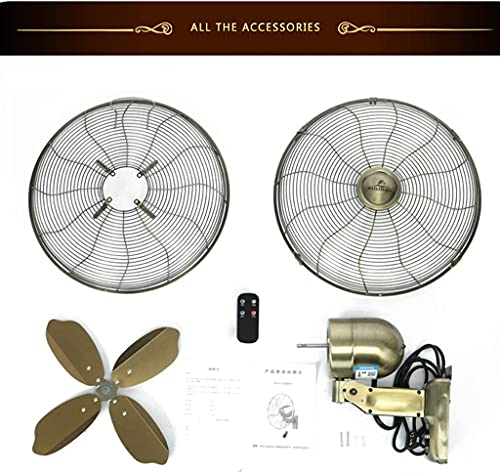 Wall Mount Oscillating Fan Retro Wall-mounted, Industrial Oscillating Fan With Copper Motor And Remote Control, 3 Levels Adjustable, Wide-angle Air Supply