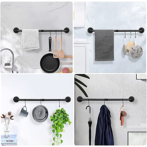 Jeasor Industrial Pipe Towel Rack Towel Bar, Heavy Duty Wall Mounted Rustic Farmhouse Bath Towel Holder for Bathroom (Black, 28 inch)