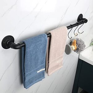 Jeasor Industrial Pipe Towel Rack Towel Bar, Heavy Duty Wall Mounted Rustic Farmhouse Bath Towel Holder for Bathroom (Black, 28 inch)