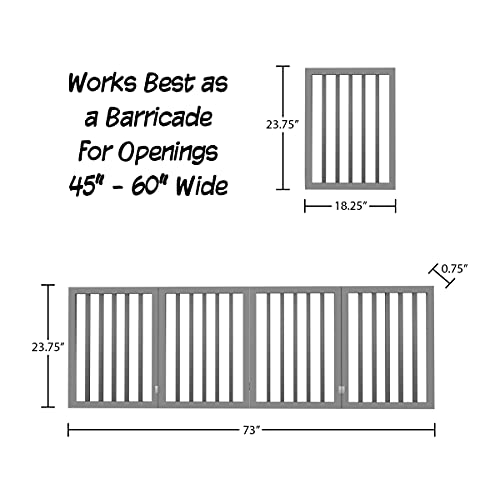 PETMAKER Pet Gate – Dog Gate for Doorways, Stairs or House – Freestanding, Folding, Accordion Style, MDF Wooden Indoor Dog Fence (4 Panel, Gray)