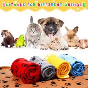 12 Pieces Puppy Blankets Fleece Pet Dog Blankets Warm Paw Print Dogs Cat Blanket Bed Cover for Dogs Cats Cushion Sleep Pet Mat Pad Kitten Soft Warm Blanket for Small Animals (28 x 24 Inches)