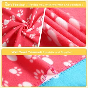 12 Pieces Puppy Blankets Fleece Pet Dog Blankets Warm Paw Print Dogs Cat Blanket Bed Cover for Dogs Cats Cushion Sleep Pet Mat Pad Kitten Soft Warm Blanket for Small Animals (28 x 24 Inches)