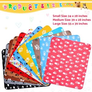 12 Pieces Puppy Blankets Fleece Pet Dog Blankets Warm Paw Print Dogs Cat Blanket Bed Cover for Dogs Cats Cushion Sleep Pet Mat Pad Kitten Soft Warm Blanket for Small Animals (28 x 24 Inches)