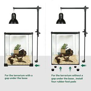 BETAZOOER Reptile Dual Lamp Stand Metal Adjustable Heating Lamp Holder Light Fixture Retractable Ideal for Reptile Glass Terrarium Amphibians/Terrestrial Invertebrates Vivarium