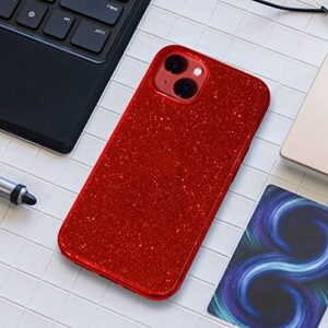 MATEPROX Compatible with iPhone 13 case,Bling Sparkle Cute Girls Women Protective Cases Cover for iPhone 13 6.1" 2021(Red)