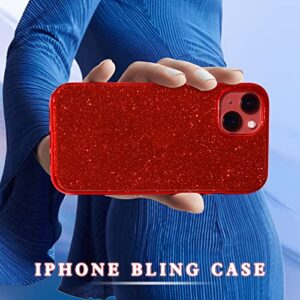 MATEPROX Compatible with iPhone 13 case,Bling Sparkle Cute Girls Women Protective Cases Cover for iPhone 13 6.1" 2021(Red)