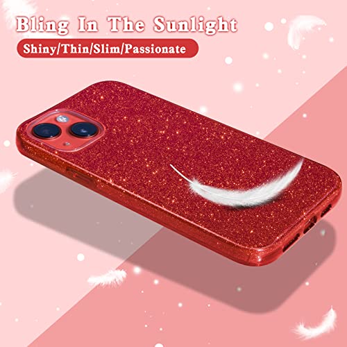 MATEPROX Compatible with iPhone 13 case,Bling Sparkle Cute Girls Women Protective Cases Cover for iPhone 13 6.1" 2021(Red)