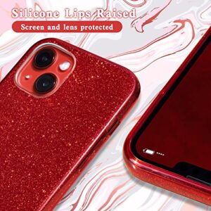 MATEPROX Compatible with iPhone 13 case,Bling Sparkle Cute Girls Women Protective Cases Cover for iPhone 13 6.1" 2021(Red)