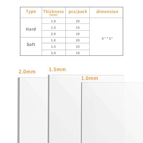 LVCHEN Dental Lab Splint Thermoforming Material Vacuum Forming Hard Sheets 5'' x 5'' (1.0mm 20 pcs）