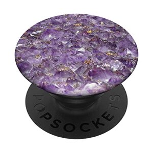 purple amethyst crystal geode gift popsockets swappable popgrip