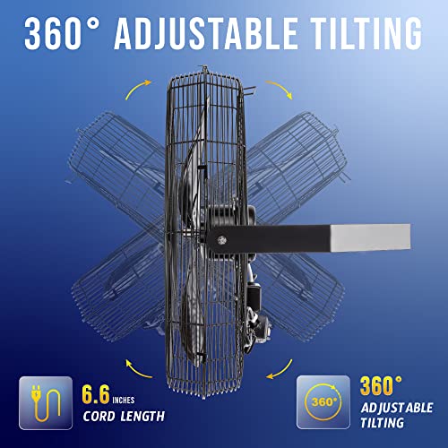 Tornado 24 Inch Outdoor Rated IPX4 Water-Resistant High Velocity Metal Industrial Workstation Wall Mount Fan For Commercial, Industrial, Residential, Greenhouse Use TEAO Motor 3 Speed UL Safety Listed