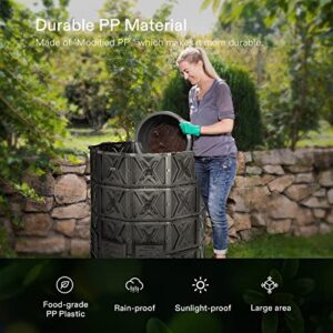 VIVOSUN Compost Bin 720L (190 Gallon), Outdoor Composter with Rainproof Cloth & X-Shaped Construction; Compost Barrel for Fast Creation of Fertile Soil