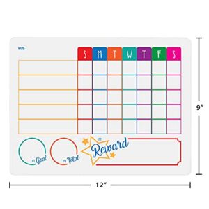 Dry Erase Board Kids Chore Chart 9 x 12 Inch 5 Task 7 Day Daily Tracking with Goal and Reward, Color Design