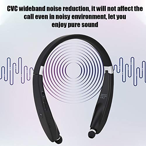 SX-991 Bluetooth Wireless Stereo Neckband Earbuds, Foldable Neck Hanging Type Telescopic Headset, CVC Broadband Noise Reduction, Smart Matching Connection for Tablet, Laptop, Desktop and Cell Phone