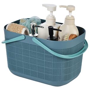 haundry plastic shower caddy basket, hanging bathroom dorm organizer with handle, portable storage caddy tote bin for tool, garden, kitchen, cleaning supplies, dark blue