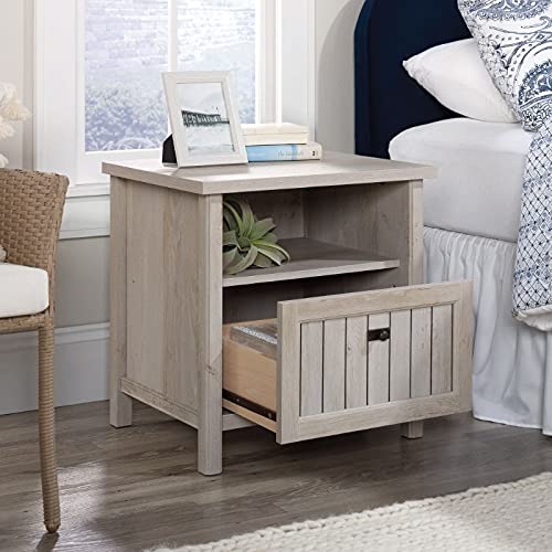 Sauder Costa Night Stand with Drawer in Chalked Chestnut, Chalked Chestnut Finish