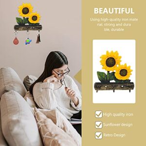 Yardwe Wall Mounted Floating Rack Hook Sunflower Entry Keychain Hanger for Entrance Coat Scarves Purses Bag Storage Organizer