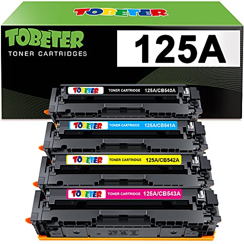 ToBeter 125A CB540A CB541A CB542A CB543A Compatible Toner Cartridge for HP Color Laserjet CP1215 CP1518ni CM1312nfi CM1312 CP1515n CP1525nw M251 Printer 4 Pack(Black Cyan Magenta Yellow)