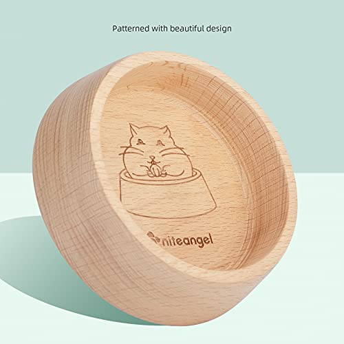 Niteangel Wooden Hamster Feeding Bowl - Small Animal Food Dish for Dwarf Syrian Hamsters Gerbils Mice Degus or Other Similar-Sized Small Pets (Hammy Pattern, for Syrian)