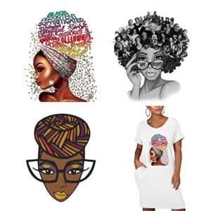 black smart queendom beauty iron on patches for clothing diy transfer decals on t-shirt hoodie pillow 3pcs