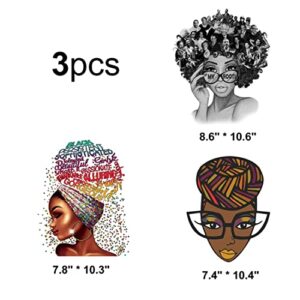 Black Smart Queendom Beauty Iron On Patches for Clothing DIY Transfer Decals on T-Shirt Hoodie Pillow 3Pcs