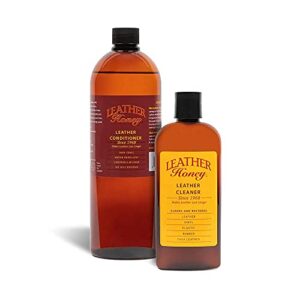 leather honey complete leather care kit including 8 oz cleaner and 32 oz conditioner for use on leather apparel, furniture, auto interiors, shoes, bags and accessories