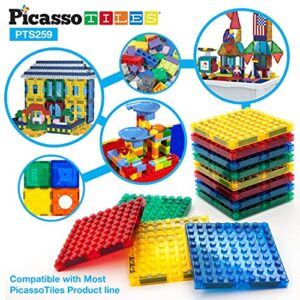 PicassoTiles 259 Piece Magnetic Brick Tile + Building Block Combo STEM Toy Set Compatible with Other Magnet Tiles Educational Toys for Children Ages 3 Years +