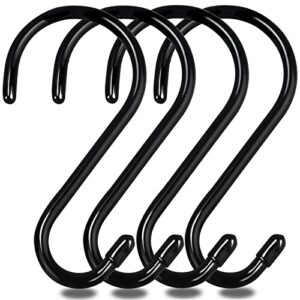 dingee 6 inch large s hooks,7mm thickness sturdy heavy duty s hooks for hanging plants, non slip vinyl coated metal black s hooks for clothes,tools,hoses,bikes,bird feeders