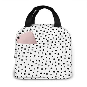 huatansy black dots lunch bags insulated lunch box cooler bag unisex for work school travel picnic outdoor