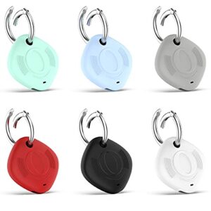 [6-pack] portable protector case compatible with samsung smart tag tracker soft silicone case anti-scratch lightweight protective skin cover with key ring for smart tag finder keychain accessory