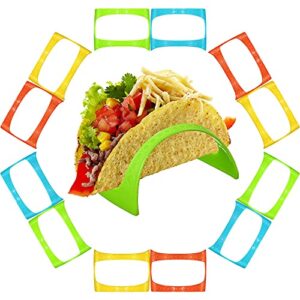 48 pieces taco holder stands plastic taco plates colorful shell holder taco racks kitchen taco trays serving taco stands for microwave and dishwasher taco bar taco party supplies