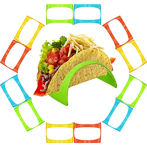 48 Pieces Taco Holder Stands Plastic Taco Plates Colorful Shell Holder Taco Racks Kitchen Taco Trays Serving Taco Stands for Microwave and Dishwasher Taco Bar Taco Party Supplies