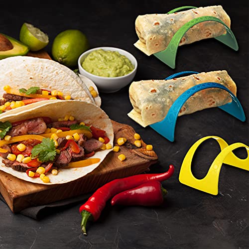 48 Pieces Taco Holder Stands Plastic Taco Plates Colorful Shell Holder Taco Racks Kitchen Taco Trays Serving Taco Stands for Microwave and Dishwasher Taco Bar Taco Party Supplies