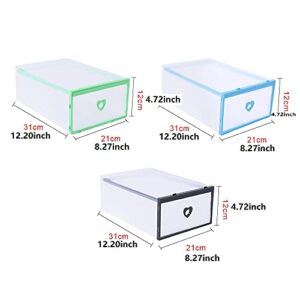 DNYSYSJ Clear Shoe Storage Box with Lid , Stackable Sneaker Organizer for Closet Container Case Plastic Shoe Holder Foldable (Black 20pcs)