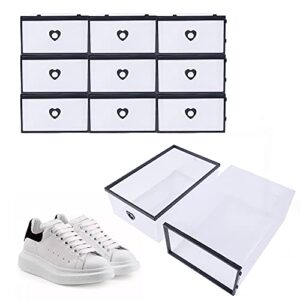 DNYSYSJ Clear Shoe Storage Box with Lid , Stackable Sneaker Organizer for Closet Container Case Plastic Shoe Holder Foldable (Black 20pcs)