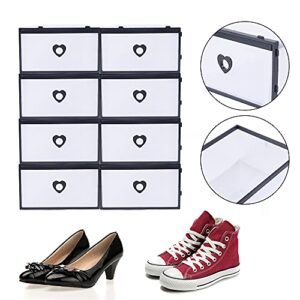 DNYSYSJ Clear Shoe Storage Box with Lid , Stackable Sneaker Organizer for Closet Container Case Plastic Shoe Holder Foldable (Black 20pcs)