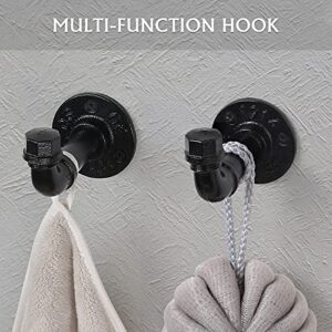 Bathroom Hardware Fixture Set Industrial Towel Bar Sets with Paper Towel Rack Wall Mount Hand Towel Holder Roll Ring Toilet Paper Holder and Pipe Robe Towel Holder Hanger for Farmhouse Home, 7 Pieces