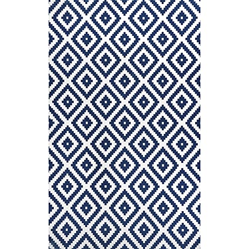 nuLOOM Kellee Machine Washable Modern Diamonds Area Rug, 4' x 6', Blue