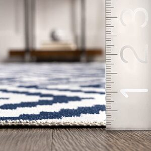 nuLOOM Kellee Machine Washable Modern Diamonds Area Rug, 4' x 6', Blue