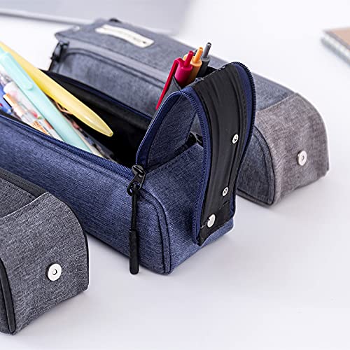 HEMAR Standing Pencil Case Pencil Pouch Bag,Simple Stationery Bag Holder for School and Office (Grey, 8.7 inch) HEM01-FBA-A1803701-22X1GY