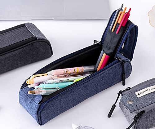 HEMAR Standing Pencil Case Pencil Pouch Bag,Simple Stationery Bag Holder for School and Office (Grey, 8.7 inch) HEM01-FBA-A1803701-22X1GY