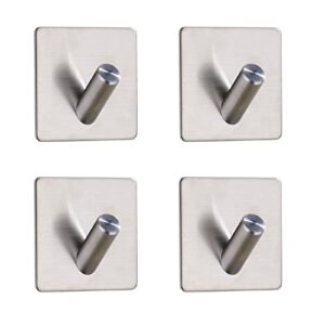 hindfen hooks heavy duty adhesive hooks towel hook waterproof stainless steel hooks for bathroom kitchen bedroom (silver2)