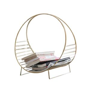 lili_shop magazine newspaper baskets magazine rack newspaper magazine storage rack simple bookshelf rack modern floor simple art magazine rack (color : gold, size : 584833cm)