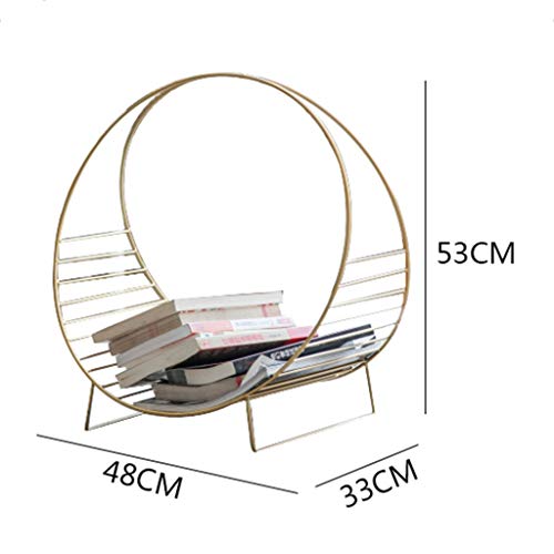 LiLi_Shop Magazine Newspaper Baskets Magazine Rack Newspaper Magazine Storage Rack Simple Bookshelf Rack Modern Floor Simple Art Magazine Rack (Color : Gold, Size : 584833cm)